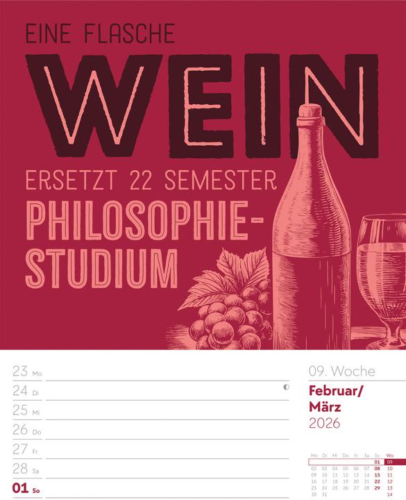 Produktbild Klartext Sprüchekalender - Wochenplaner Kalender 2026 (25 x 33 cm, Harter Einband, Deutsch)