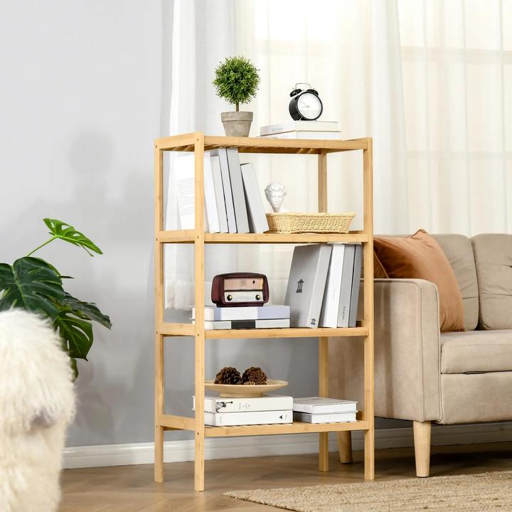 Produktbild Homcom Standregal Bücherregal Bambus Natur 62x33x112cm