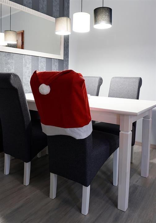Produktbild Novaliv 12er Set Stuhlhussen Weihnachten I Rot I Nikolausmütze I Stuhlbezug Weihnachten Deko