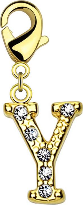 Star Piercing Anhänger 14k vergoldet mit Kristall Buchstabe Y (Messing)