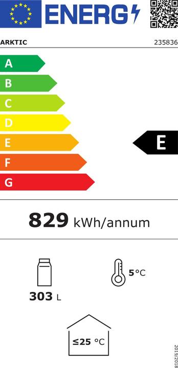 Energie-Label Hendi Bar Kühlschrank mit Schiebetüren 303 L (303 l)