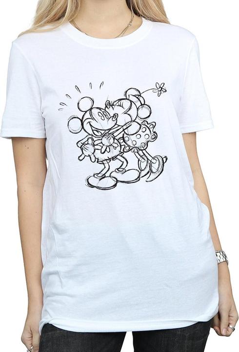 Immagine prodotto Disney Mickey And Minnie Mouse Kiss Sketch Maglietta Ampia Donna (L)