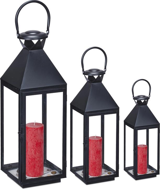 Relaxdays 3x lantern (18 x 18.5 x 67 cm, 1 x)