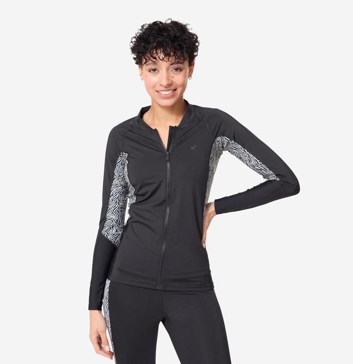 Nabaiji Aquafitness-Shirt Phoebe langarm Reissverschluss Aquagym Aqua-Cycling schwarz