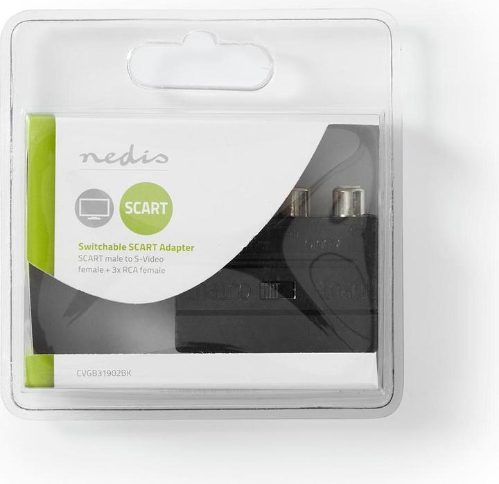 Produktbild Nedis SCART-Adapter | SCART Stecker | S-Video Female / 3x Cinch Buchse | Vernickelt | Schaltbar | AB