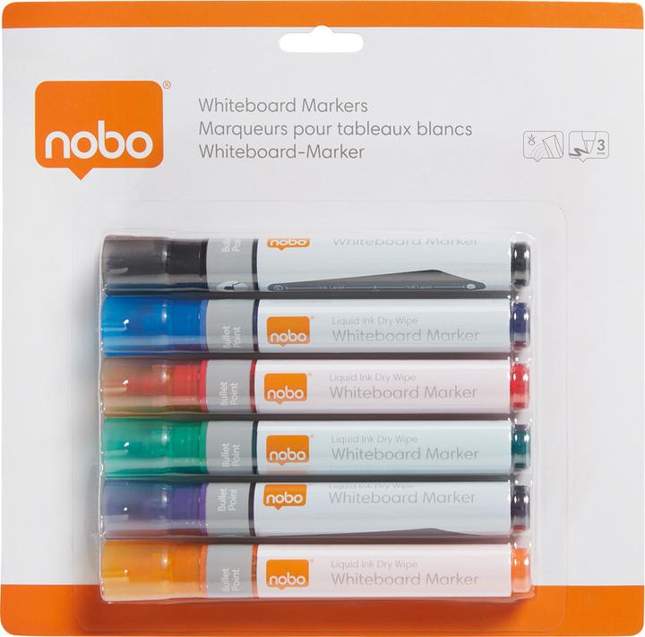 Actual product image Nobo Liquid InkMarker 3 in 1 (Multicoloured, 3 mm, 6 x)