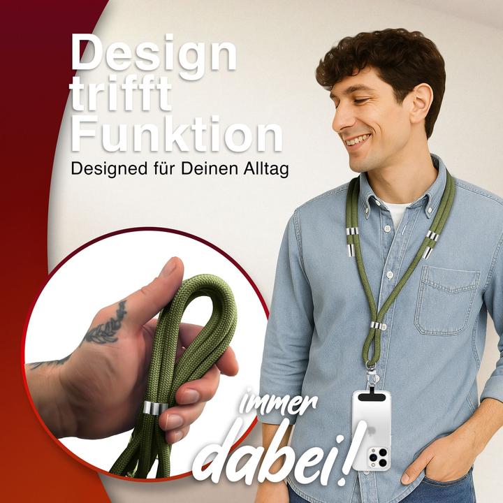 Productafbeelding Nalia HoldMe Lanyard Handykette – Universal Trageband für Smartphones - Verstellbar, Soft & Elastisch