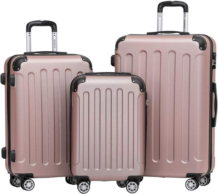 Beibye Zwillingsrollen 3tlg. Reisekoffer Rosa Goldfarben (M (50 - 90l), L (90 - 115l), XL (ab 115l))