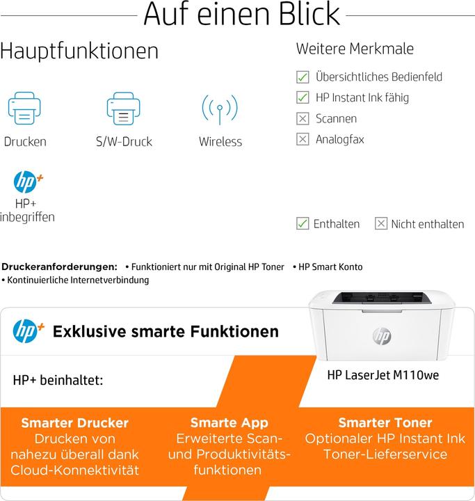 Produktbild HP LaserJet M110we (Laser, Schwarz-Weiss)