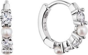 Evolution Group Silver hoop earrings with real Pavona pearls 21077.1