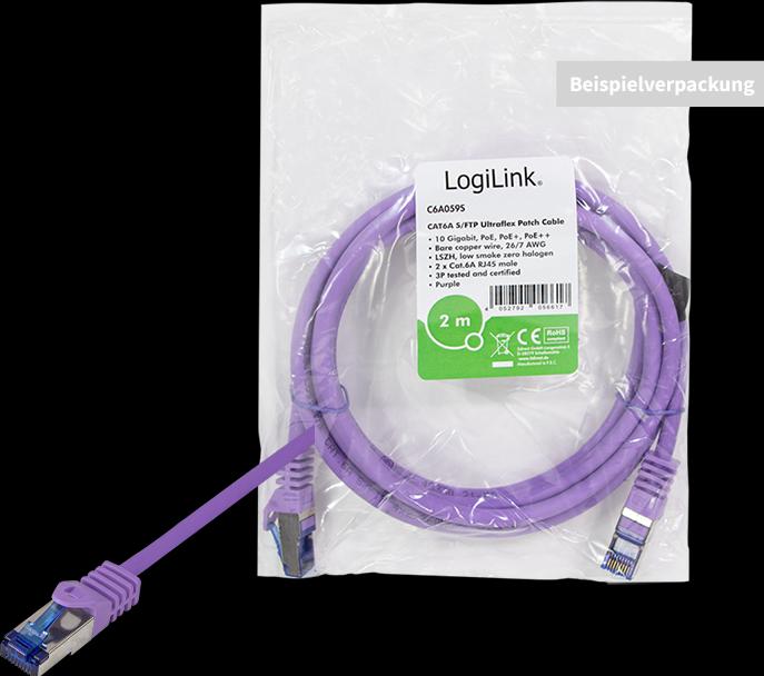 Actual product image LogiLink Patch cable Ultraflex, Cat.6A, S/FTP, 0.5 m, violet (S/FTP, CAT6a, 0.50 m)