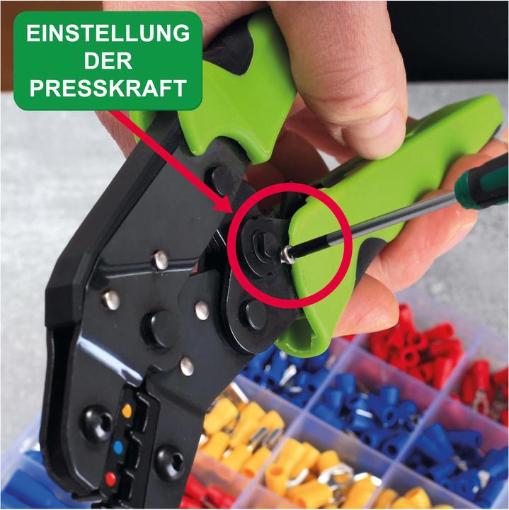 Produktbild Quadrios Multifunktions-Crimpzange für isolierte Kabelschuhe mit Quetschverbinder-Set