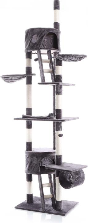 Actual product image Wiltec Cat Tree Scratching Post Climbing Tree 240-260cm in Dark-grey with Caves, Hammocks and Platforms (260 cm, Dark grey)
