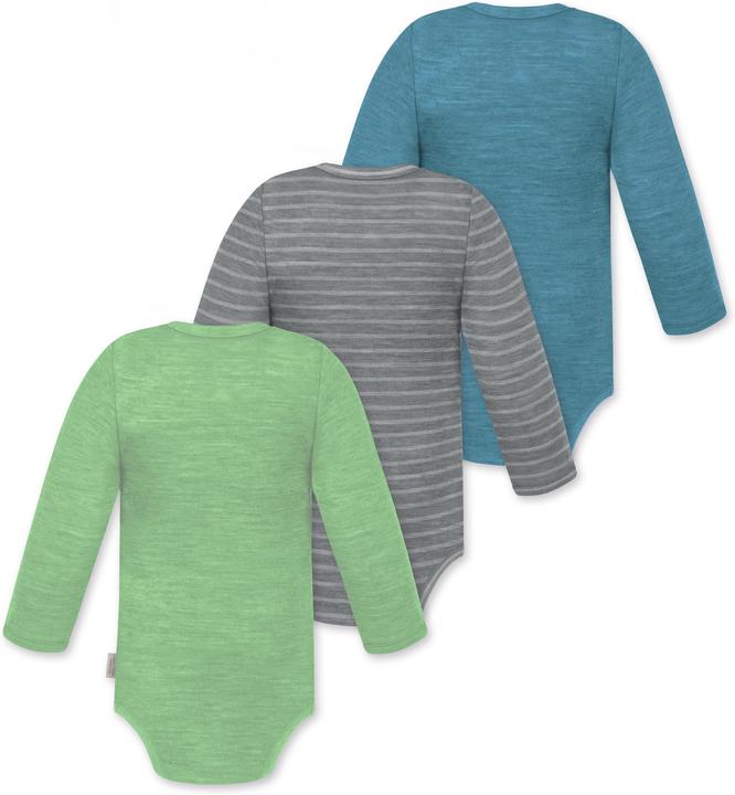 Actual product image Normani 3-pack baby merino long-sleeved body "Tuai" - 9403 (74)