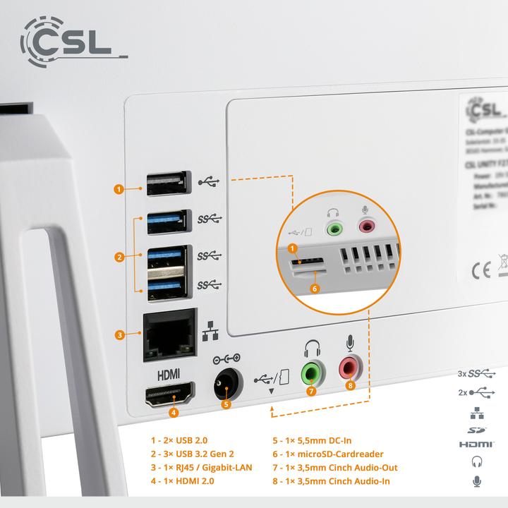 Produktbild CSL All-in-One-PC Unity F27W-ALS, QWERTZ Layout (DE) (32 GB, 2000 GB)
