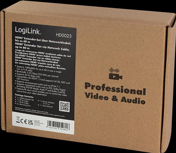Actual product image LogiLink HDMI Extender via LAN up to 60 metres (Splinters, Extender)