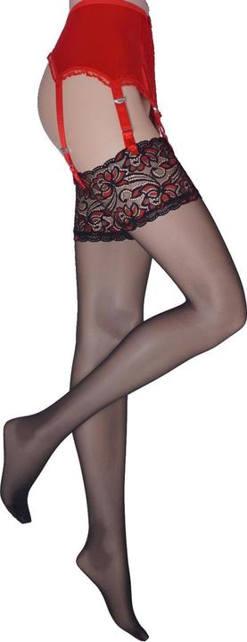Image du produit Levee Satin Sheers Bas porte-jarretelles, couleur 601 noir-rouge, taille 40-42 (20 DEN, 40 - 42)