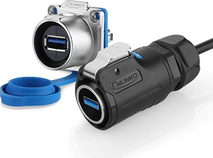 Actual product image Cnlinko Waterproof USB cable for USB 3.0 signals with IP67 for -20°C to +80°C 2 metres (2 m, USB 3.0)