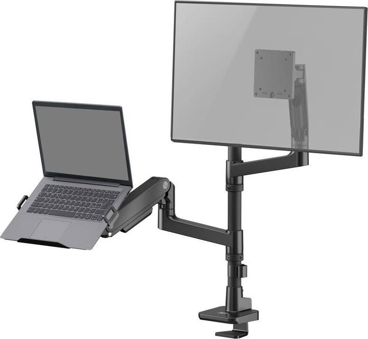 Actual product image Single monitor arm and laptop arm office premium, with gas spring, pole mounted (Table, 49")