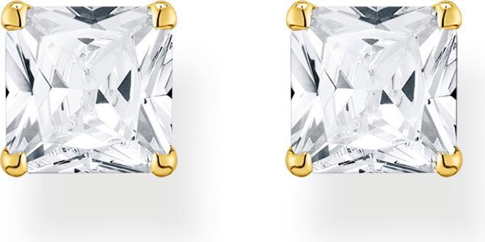 Thomas Sabo Ohrstecker weisser Stein gold (925er Silber, 750 Gelbgold Vergoldung)