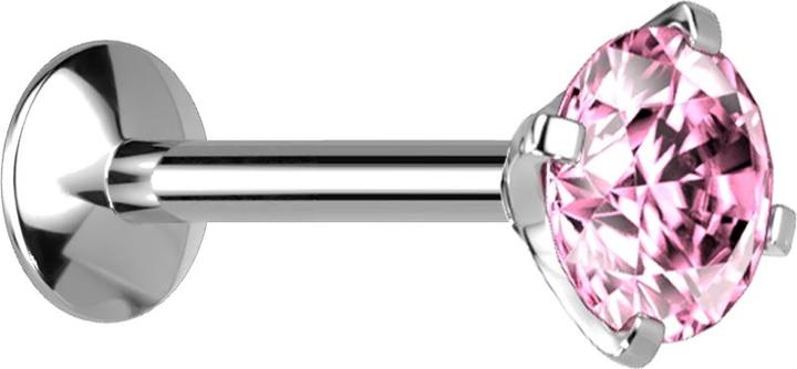 Immagine prodotto Star Piercing Micro labret a filo interno UFO in argento con cristalli rosa (Titanio G23, senza ottone)