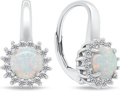 Image du produit Brilio Silver - Charmantes boucles d'oreilles en argent avec zircons et opales EA930W