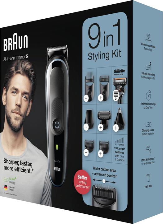 Actual product image Braun Multi-grooming kit 5 MGK5380, 9-in-1 beard trimmer for men, 7 attachments