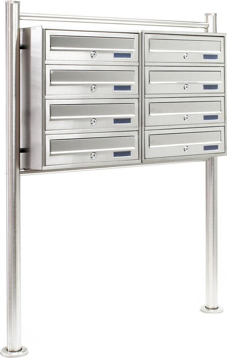 Actual product image Wiltec 8 letterbox system stainless steel 2x4 compartments free-standing letterbox Letterbox