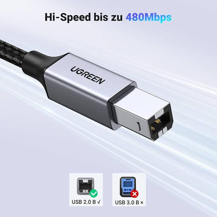 Actual product image Ugreen USB-C to USB-B 2.0 Printer Cable, 3m (3 m, USB 2.0)