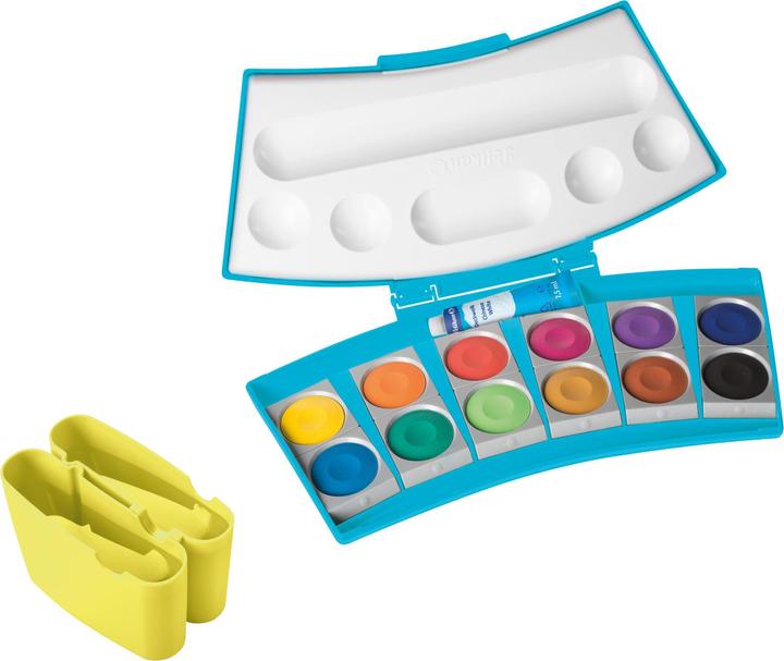 Produktbild Pelikan Deckfarbkasten ProColor 735, 12 Farben, trkis/gelb (Türkis, Neongelb, 12 ml)