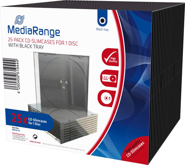 MediaRange CD Slimcase 1Disc Black 25 R Leerhüllen Kapazitaet LEER