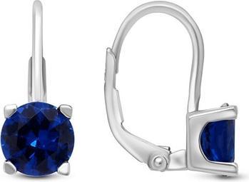 Brilio Silver - Stylish silver earrings with dark blue zircons EA130W