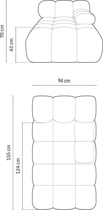 Actual product image Micadoni Chaise Longue Right, "Bellis", 1 Seat, 155x94x70Made in Europe (Chaise longue)