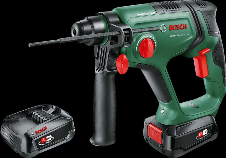 Ladegerät AL 18V-20, Tragekoffer, Tiefenanschlag, 2 Akkupacks PBA 18V 2.5 Ah W-B, Akku-Bohrhammer 06039D6003