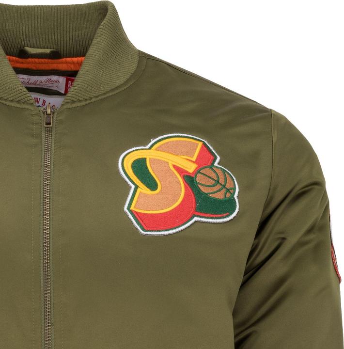 Produktbild Mitchell & Ness M&N Satin Bomber Jacke - PATCHES Seattle SuperSonics - S (S)