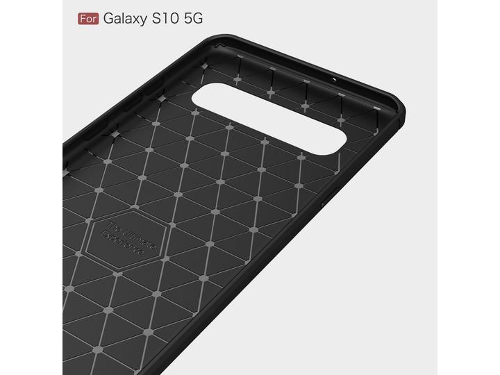 Produktbild Screenguard Samsung Galaxy S10 5G Hülle Carbon Brushed Soft TPU (Samsung Galaxy S10 5G)