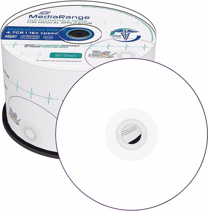 Actual product image MediaRange Medical Line DVD-R 4.7 GB, 16x, full-surface-printable, spindle of 50 discs (50 x)