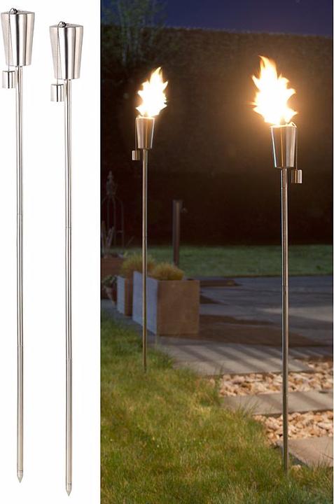 Produktbild Carlo Milano Edelstahl-Gartenfackel "Amor" im 2er-Set, rostfrei, 280 ml, 110 cm