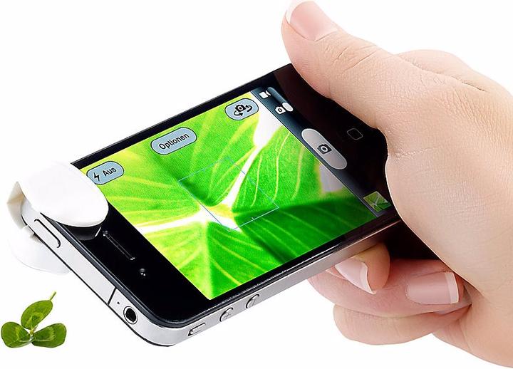 Produktbild Somikon Mikroskop-Adapter für iPhone mit 4-fach Vergrösserung