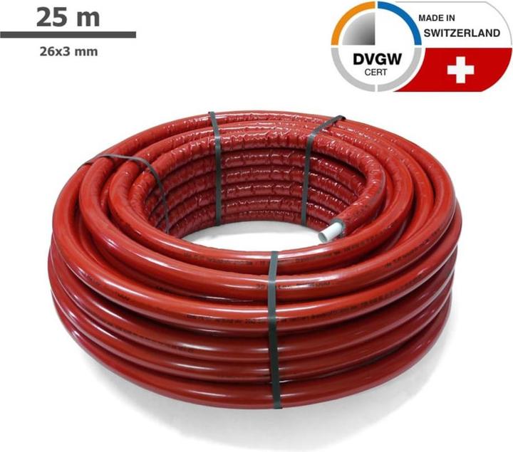 Actual product image Sanpro Insulated multilayer composite pipe, length 25 m, version 10 mm insulated, size 26x3