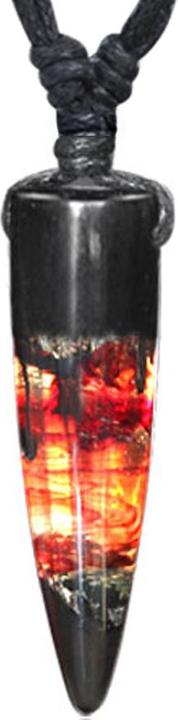 Star Piercing Halskette schwarz Anhänger Patrone Lava Epoxy rot aus Arang Holz (ohne Messing, Organisch)