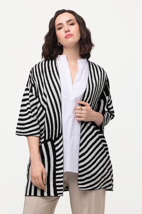 Immagine prodotto Ulla Popken Cardigan in fine maglia jacquard con colletto alto e mezze maniche (62)