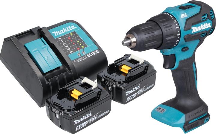 Produktbild Makita DHP 490 SG Akku Schlagbohrschrauber 18 V 65 Nm Brushless + 2x Akku 6,0 Ah + Ladegerät (Batteriebetrieb)