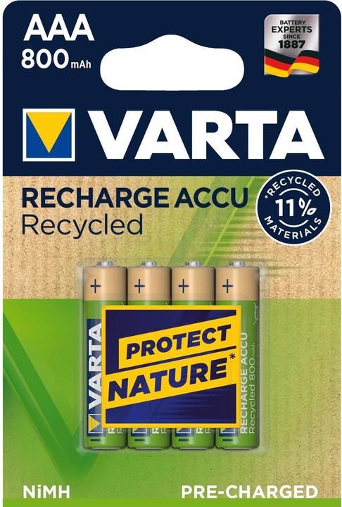 Produktbild Varta Recharge Accu Recycled (4 Stk., AAA, 800 mAh)