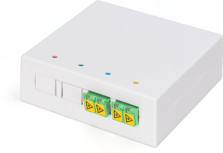 Actual product image Digitus FTTH housing with 2x LC (APC) DX adapter wall and DIN rail mounting