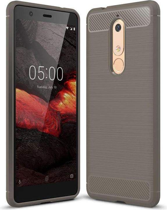 Produktbild König Design Nokia 5.1 Case Carbon Fiber Optik Brushed Schutz Hülle Bumper Cover Etui Grau (Nokia 5.1)