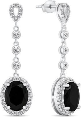 Brilio Silver - Elegant dangling silver earrings with zircons EA969WBC