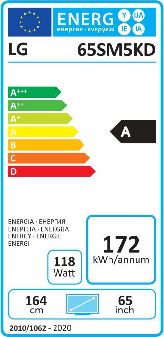 Energie-Label LG 65SM5KD-B 165 cm (65") Klasse SM5KD Series LED-Display (1920 x 1080 Pixel, 65")