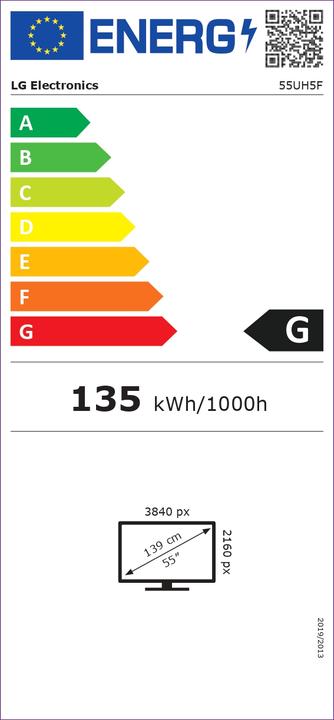Energy Label LG 55UH5F-H (3840 x 2160 Pixels, 55")