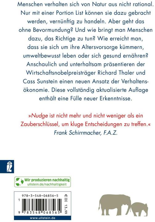 Nutritional values and ingredients Nudge (German, Richard H. Thaler, Cass R. Sunstein., 2024)